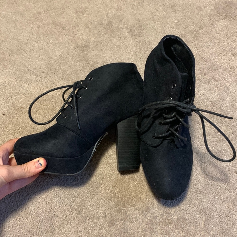 black heeled booties